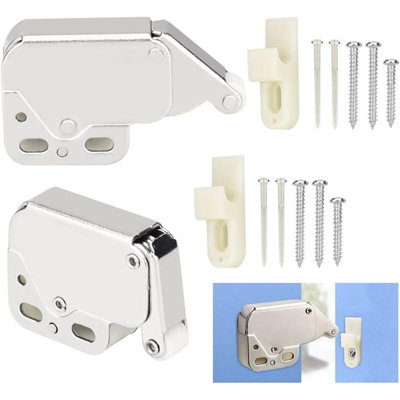 Two Stainless Steel Spring Lock Cabinet Hinges with Six Screws and Four ...