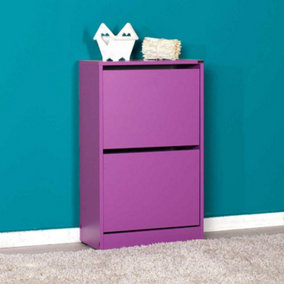 Two Tier Shoe Storage Cabinet Purple Finish
