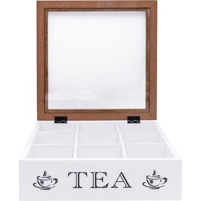 Two-Tone 9-Compartment Tea Box