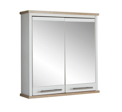 Two-Tone Double Mirrored Bathroom Storage Cabinet