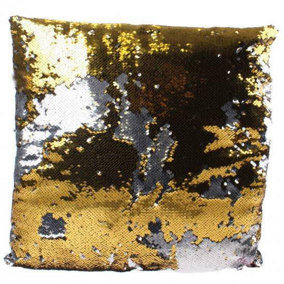 Two Tone Sequin Magic Cushion - 45cm - Silver/Gold