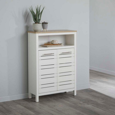 Two-Toned Bathroom Console Cabinet in White & Oak-Effect Price Comparisons | Compare The Build