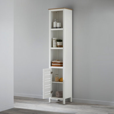Two-Toned White Bathroom Tallboy Cabinet