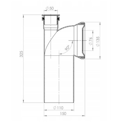 Tycner 110mm WC Toilet Waste Water Pan Soil Pipe Connector with 50mm Side Inlet