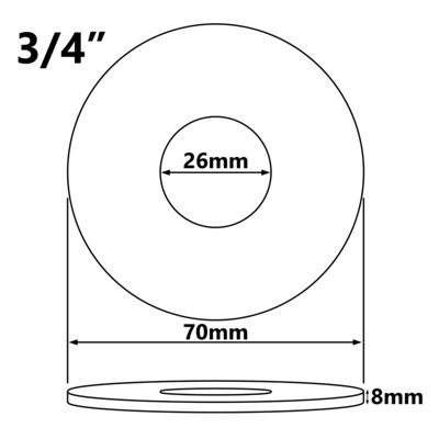 Tycner 26mm 3/4" Inch BSP Black Finished Steel Valve Tap Pipe Cover Collar 8mm High