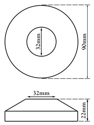 Tycner 32mm Black Finished Steel Hole Collar Rose Sink Basin Drain Waste Trap Cover