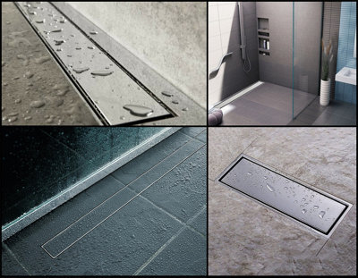 Tycner 600mm Long Inox Walk-in Bathroom Floor Linear Shower Tile Mounting Channel Drain
