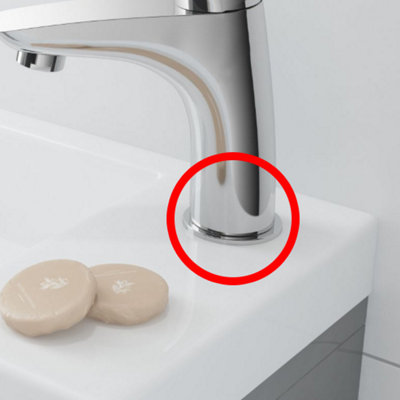 Tycner Bathroom Faucet Base Ring + Gasket Under Tap Washer Rosette Chromed Plastic - 3