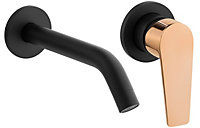 Tycner Black/Rose Gold Brass Bathroom Concealed Basin Wall Faucet Sink Mixer Tap