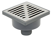 Tycner Bottom Outlet Stainless Steel Grid 150x150mm Floor Ground Waste Drain Gully Trap