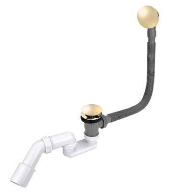 Tycner Gold Colour Finished Bathtub Drain Waste Bath Long Flexible Siphon Bathroom