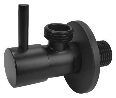 Tycner Matte Black Brass 1/2" x 1/2" BSP Basin Hose Valve Water Tap Cut-Off Long Lever