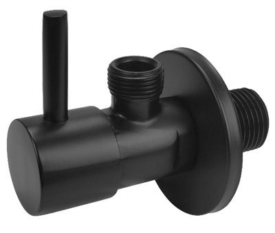 Tycner Matte Black Brass 1/2" x 3/8" BSP Basin Hose Valve Water Tap Cut-Off Long Lever