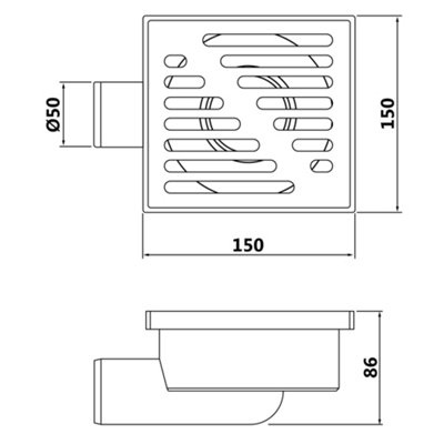 Tycner Side Outlet Stainless Steel Grid 150x150mm Floor Ground Waste Drain Gully Trap - 3