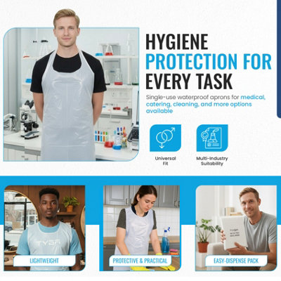 TYGA Disposable Polythene Aprons, PPE Aprons Disposable, Single Use ...
