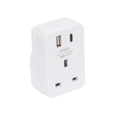 Type C/USB Power Strip with 2 USB Ports