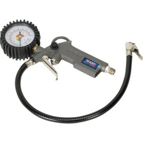 Tyre Air Inflator with Dial Gauge - Single Clip-on Connector - 1/4" BSP