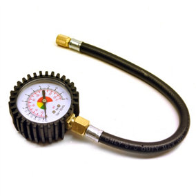 Tyre Air Pressure Gauge Dial Analog Flexi Hose Valve Car Bike Bicycle PSI Sil127
