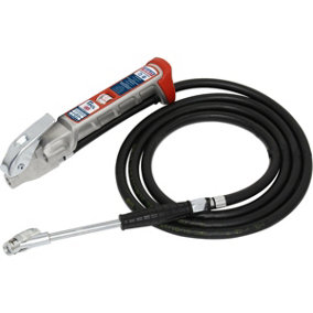 Tyre Inflator - Twin Clip-On Connector & Gauge - 2.5m Long Reach Arm & Hose