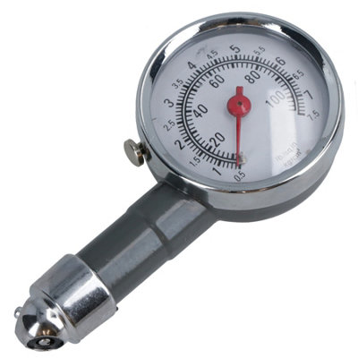 Tyre Pressure Gauge With Dial Push On Air Release 0 - 60 PSI 0 - 4.3 BAR Bergen