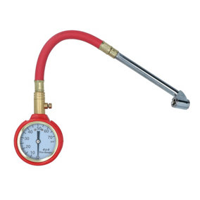 Tyre Pressure Gauge With Flexible Hose And Air Release Valve 5 - 70 PSI AT687