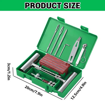 Tubeless Tyre Puncture Repair Kit – For Car, Motorcycle, Van – Tool, Plugs, Strips