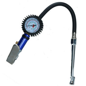 Tyre Wheel Inflator with Gauge 0 to 220 psi 15 Bar Dual Head Push Pull Connector