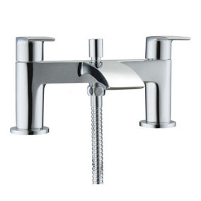 Tyrell Polished Chrome Deck-mounted Bath Shower Mixer Tap with Handset