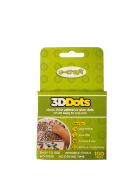 U-Craft 3D Thick Adhesive Dots Extra Strength Permanent Double Sided On A Roll Pack of 100 (12 packs)