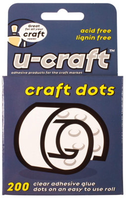 U-Craft Craft Adhesive Dots Extra Strength Permanent 10mm On A Roll Pack of 200 (12 packs)