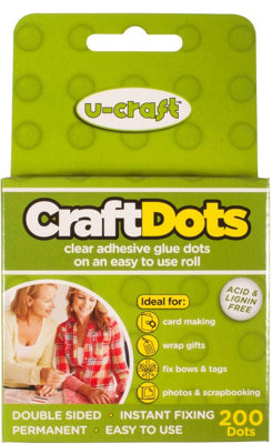 U-Craft Craft Adhesive Dots Extra Strength Permanent 10mm On A Roll Pack of 200 (12 packs)