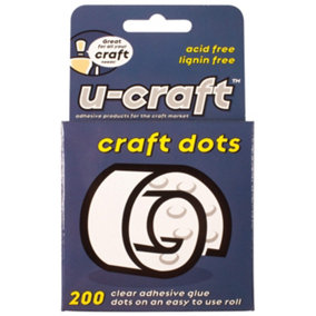 U-Craft Craft Adhesive Dots Extra Strength Permanent 10mm On A Roll Pack of 200 (6 packs)