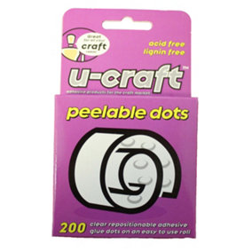 U-Craft Craft Adhesive Dots Peelable Removable 10mm On A Roll Pack of 200 (12 packs)