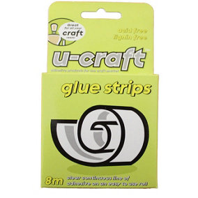 U-Craft Double Sided Permanent Glue Strips Line Tape 8m (12 packs)