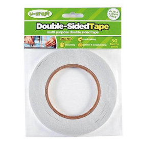 U-Craft Double Sided Self Adhesive Tape Easy Tear Permanent 6mm x 50m (12 packs)