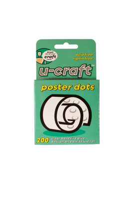 U-Craft Poster Adhesive Dots Peelable Removable 14mm  On A Roll Pack of 200 (2 packs)