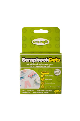 U-Craft Scrapbook Adhesive Dots Extra Strength Permanent Ultra Flat 10mm On A Roll Pack of 250 (2 packs)