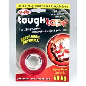 U-Fix Tough Tape Double Sided Instant Grab Ultra Strong 19mm x 1.5m (2 packs)