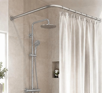 U Shape Shower Curtain Rail Stainless Steel Telescopic Rod 3.2m