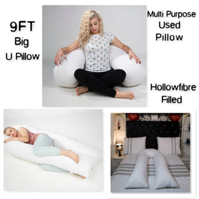 U Shaped Pillow 9FT Hollowfiber Filled Orthopedic Maternity Pregnency Long Full Body Support U Pillow (9 FT)