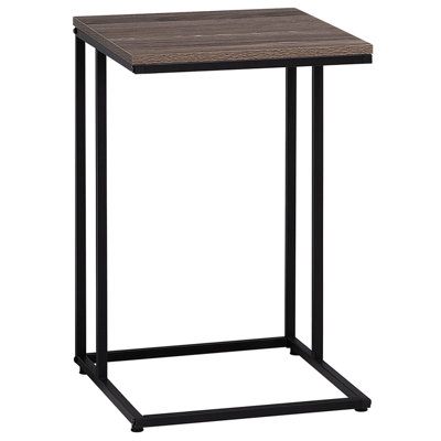 U-Shaped Side Table Taupe Wood with Black TROY