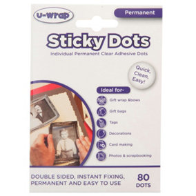 U-Wrap Sticky Adhesive Dots Permanent 80 Per Pack (2 Packs)