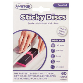 U-Wrap Sticky Discs Ready Cut Circles of Single Sided Adhesive Tape 25mm dia Pack of 60 (2 Packs)