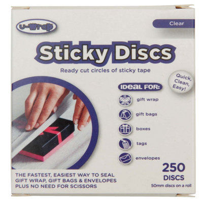U-WRAP STICKY DISCS READY CUT CIRCLES OF SINGLE SIDED ADHESIVE TAPE ...