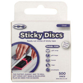 U-Wrap Sticky Discs Ready Cut Circles of Single Single Sided Adhesive Tape 25mm dia Pack of  500