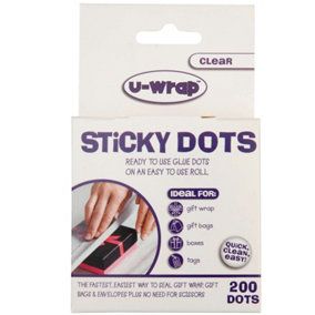 U-Wrap Sticky Dots Extra Strength Permanent 10mm On A Roll Pack of 200 (12 packs)