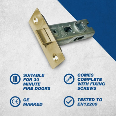 UAP 2 Sets 65mm Tubular Latch Square - Door Latches - Internal Doors Square Corners - Mortice Latch - 65mm - Satin Stainless