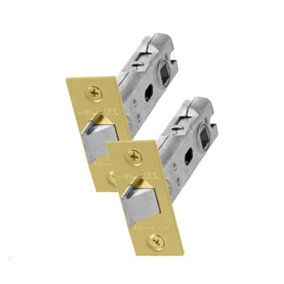 UAP 2 Sets 65mm Tubular Latch Square - Door Latches - Internal Doors Square Forend - Mortice Latch - 65mm - Electro Brassed