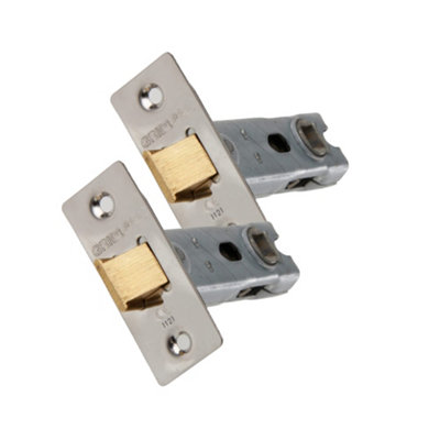 UAP 2 Sets 75mm Tubular Latch Square - Door Latches - Internal Doors Square Corners - Mortice Latch - 75mm - Satin Stainless
