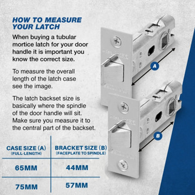 UAP 2 Sets 75mm Tubular Latch Square - Door Latches - Internal Doors Square Forend - Mortice Latch - 75mm - Electro Brassed